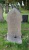 The gravestone, with additional tablet at its foot