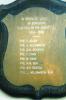 Plaque in shield-like format on a wooden background