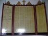 Wooden triptych with names and dedication.