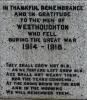WW1 Dedication