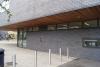 The exterior of the Library - showing the display cabinet for the poppy - the entrance foyer is to the left of it